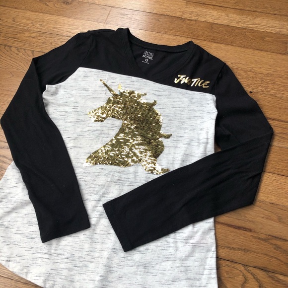 Justice Flip Sequin Unicorn-Long Sleeve Size 12 - Picture 3 of 3